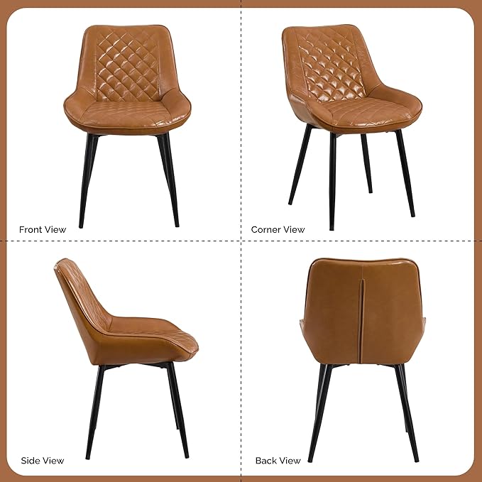 Dining Chair Set of 3, Modern Dining Chairs with Thick Cushions, Faux Leather...