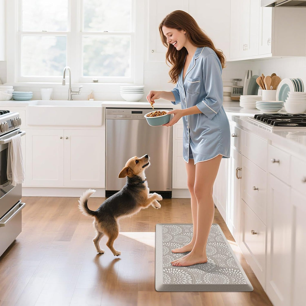 Mattitude 4/5 Inch Kitchen Mat, 17.3x28in Heavy Duty Ergonomic Comfort Foam Standing Desk Mat, Waterproof Non-Slip Standing Mats and Rugs for Kitchen, Office, Khaki