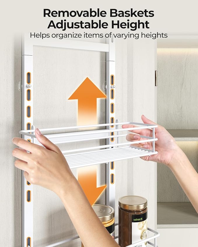 Adjustable 6-Tier Over the Door Pantry Organizer, Spice Rack, Narrow Hanging - Image 4