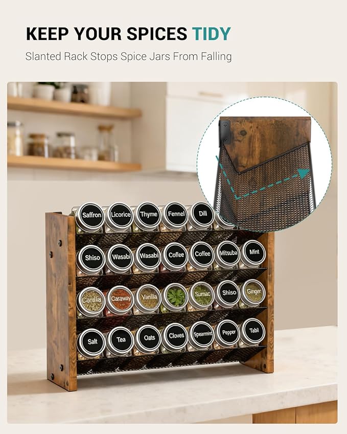NESAPTO Spice Rack Organizer for Cabinet, Wood 4-Tier Vertical Seasoning - Image 3