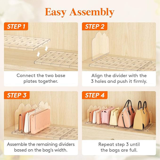 Lifewit Purse Organizer for Closet, Adjustable Clutch Purse Storage Organizer - Image 6