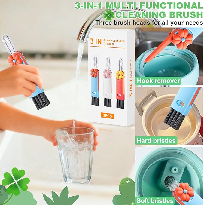3 in 1 Cup Lid Cleaning Brush, Home Kitchen Crevice Brush, Portable Bottle - Image 4