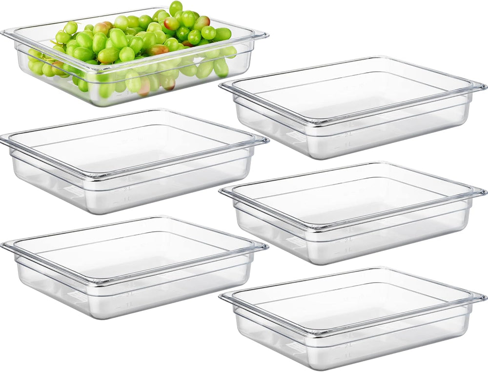 CURTA 6-Pack 1/2 Size 2.5" Deep NSF Polycarbonate Food Pans | Dishwasher...