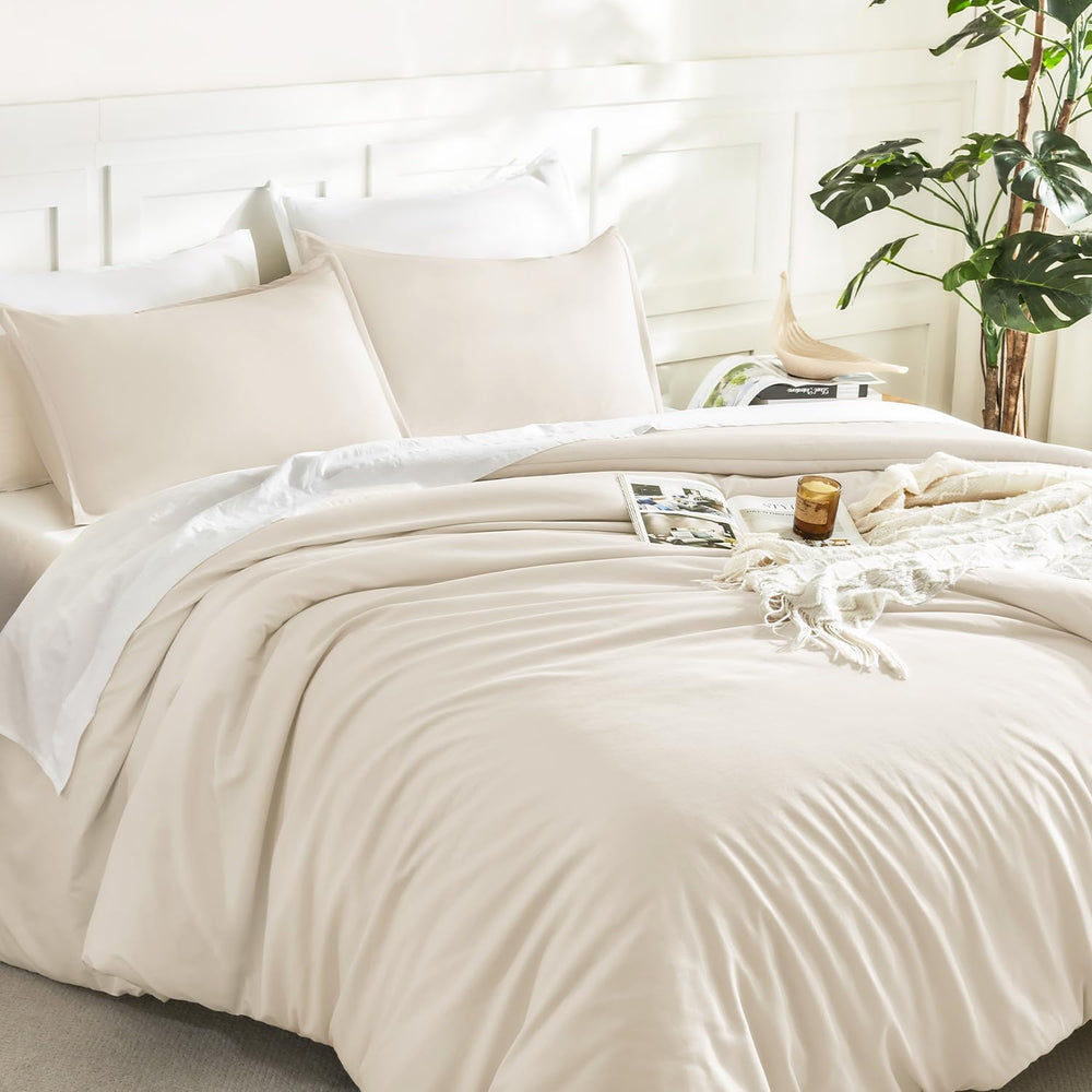 Litanika Comforter Full Size Beige, 3 Pieces Lightweight Solid Bed Set