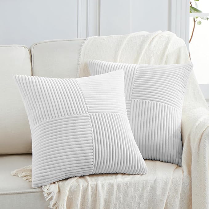 Fancy Homi 2 Packs White Samll Decorative Throw Pillow Covers 14x14 Inch by Fancy+Homi
