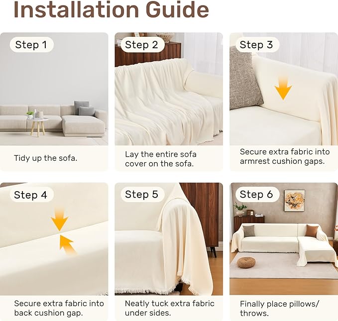 Sectional Couch Covers, 2 Pieces Washable L Shaped Couch Covers Sofa Blanket - Image 7