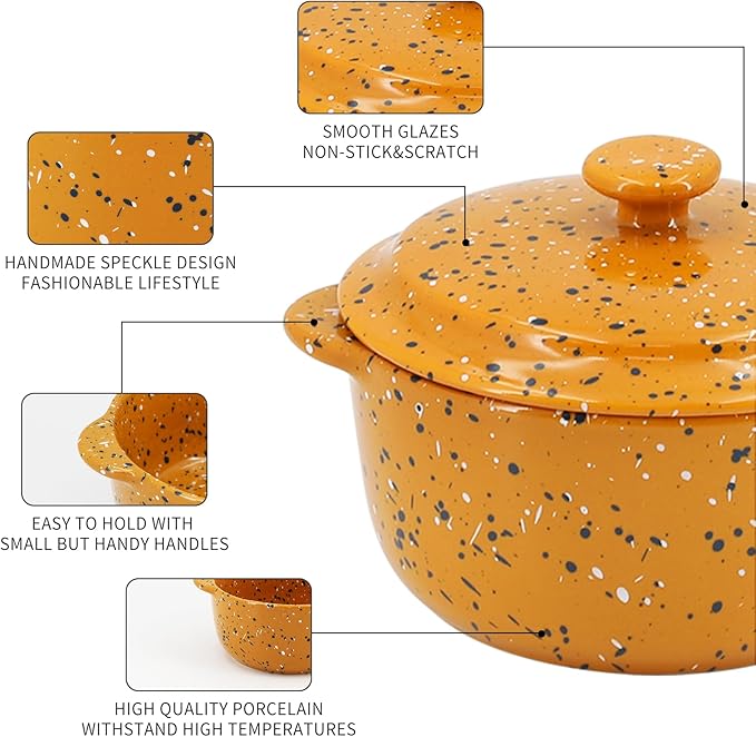 Ceramic Mini Cocotte Set of 4 for Oven, 10 Oz Small Casserole Dishes - Image 4
