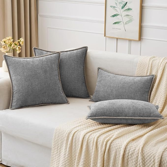 MIULEE Pack of 2 Couch Throw Pillow Covers 18x18 Inch Dark Gray Farmhouse - Image 5