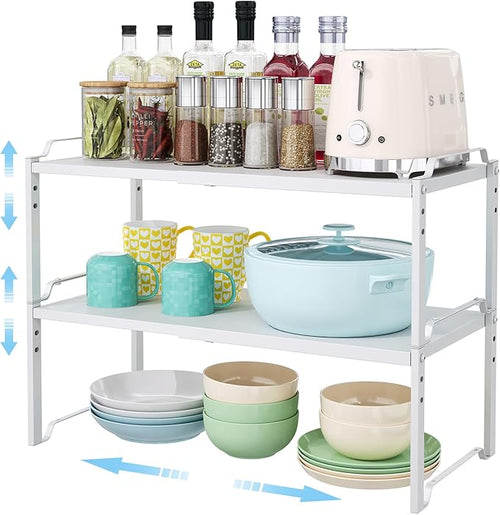 2 Pack 11” Width Expandable Kitchen Cabinet Organizer Shelves, Heavy Duty by Cidaziya