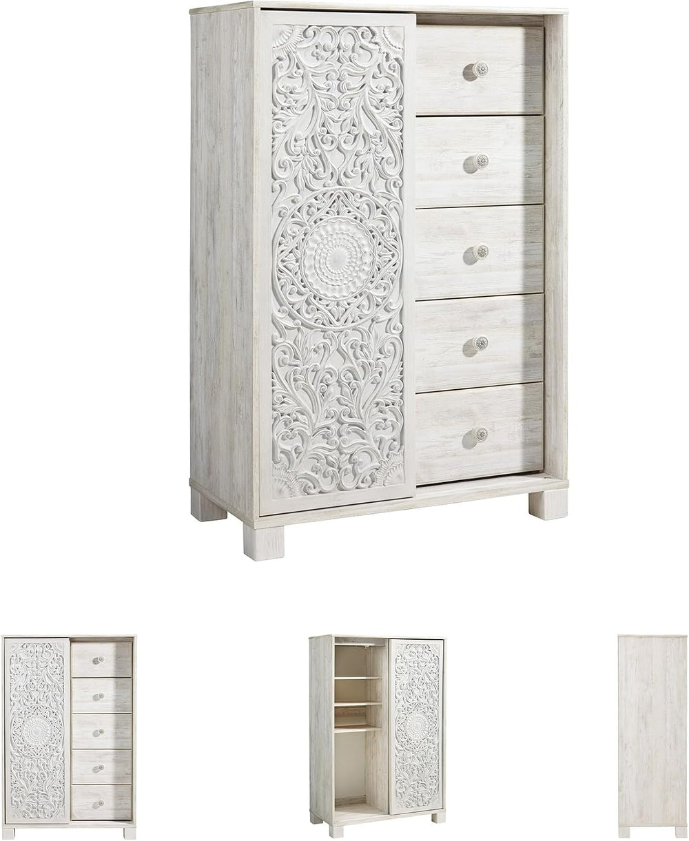 Signature Design by Ashley Tall White Dresser for Bedroom, Dressing Chest