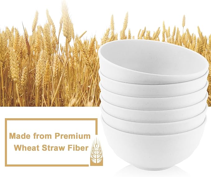 60 OZ Wheat Straw Bowls, Large Popcorn Bowl Sets of 6, Unbreakable Large - Image 3