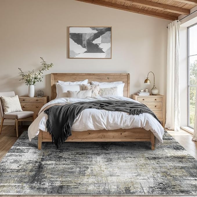 Latte&Fog 5x7 Area Rugs for Living Room Bedroom, Boho Non Slip Low Pile Carpet - Image 3