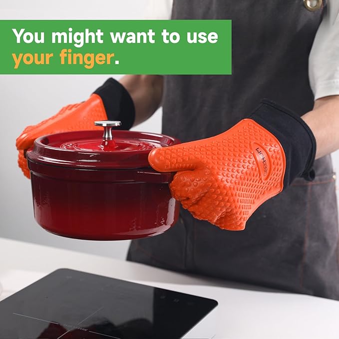 GEEKHOM BBQ Gloves Heat Resistant Oven Mitts - Image 5