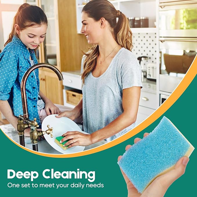 LAUNDRYLUX Scrub Sponge, 8 Pack Dual-Sided Temperature-Responsive Scrubber - Image 6