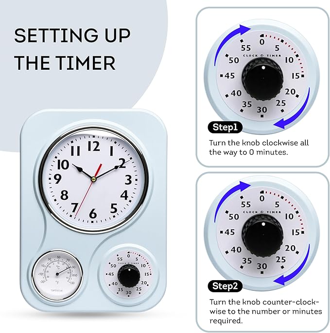 Lily's Home - 9.5 Inch x 12.5 Inch - Retro Kitchen Wall Clock, Vintage Wall - Image 3