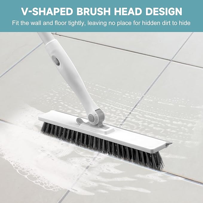 nacena Shower Scrubber with Long Handle, 4 in 1 Tile Tub Scrubber Brush with 3 - Image 5