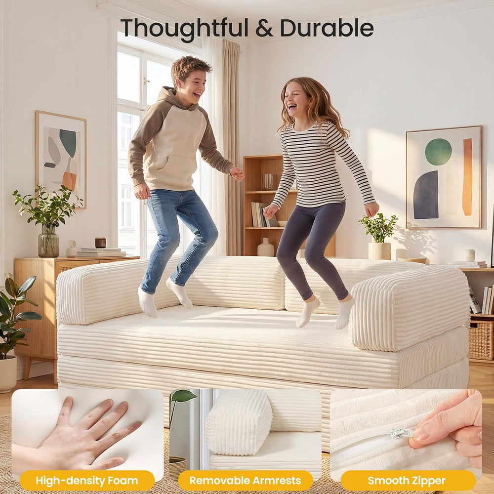 Erament Futon Sofa Bed Queen, Convertible Tri Folding Mattress Foldable with ...