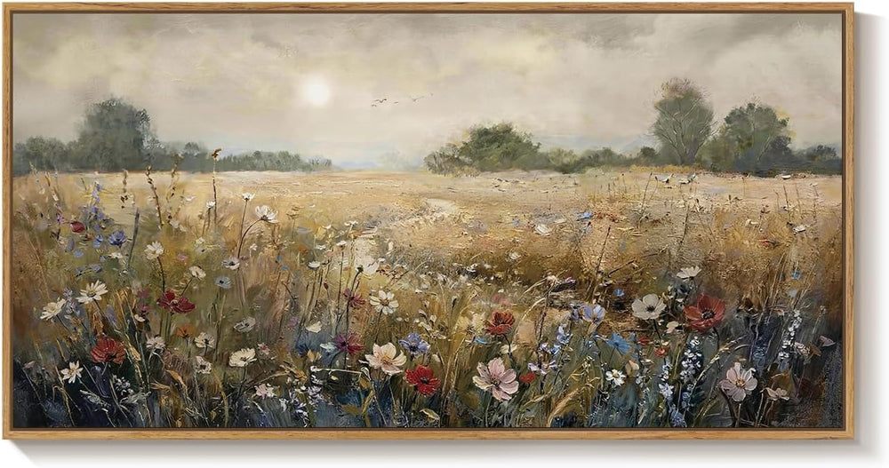 Extra Large Framed Vintage Landscape Wall Art for Living Room, 60x30 Inch