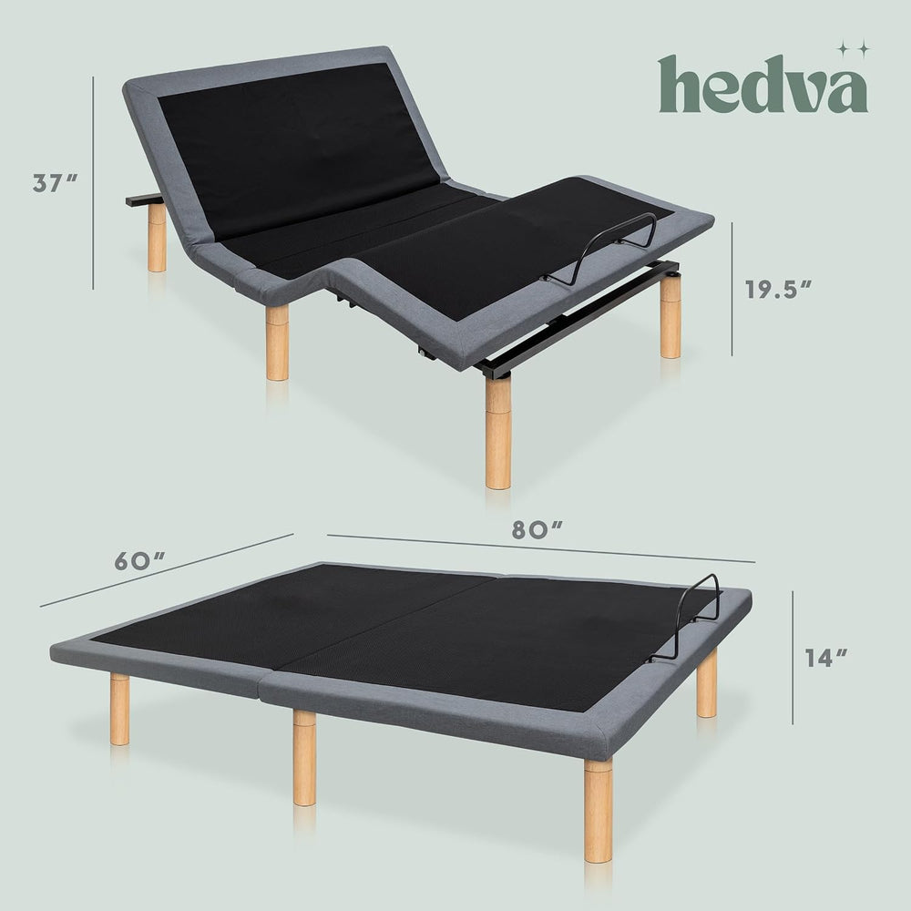 Hedva Queen Adjustable Bed Frame, Head & Foot Incline, Zero Gravity, Mass...