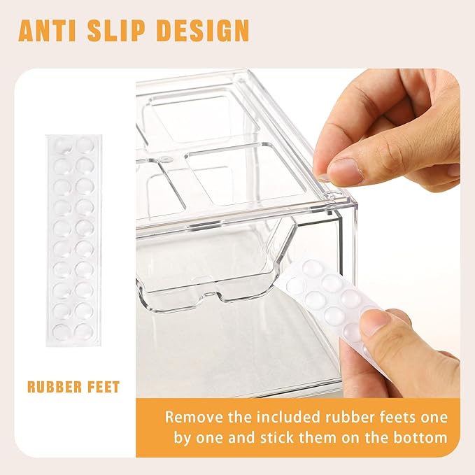 Stebopum 3 Pack Stackable Storage Drawers Clear Acrylic Organizer Makeup - Image 3