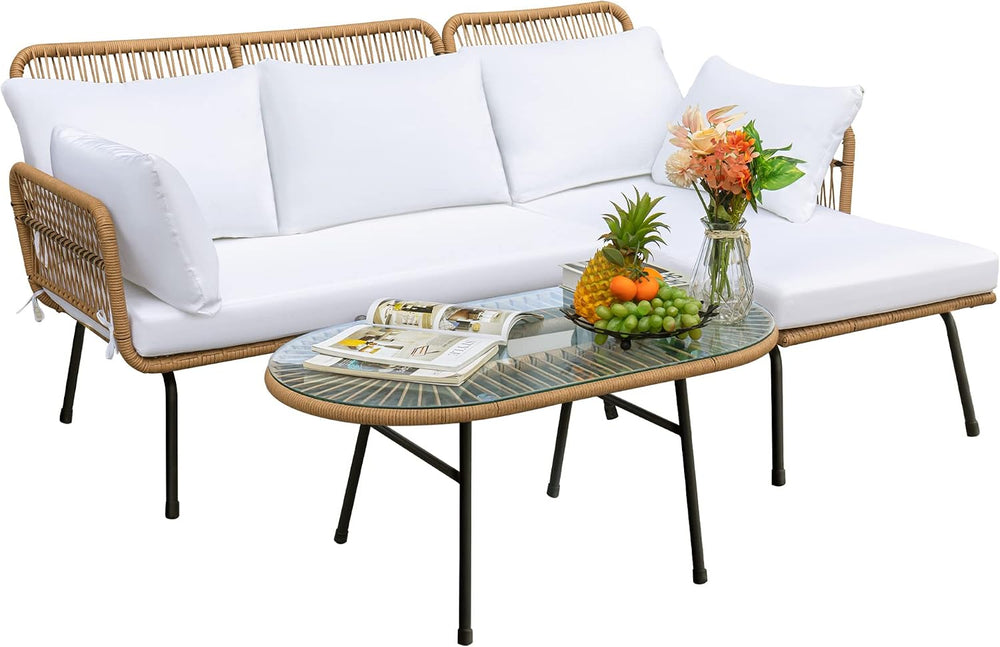 Devoko Outdoor Patio Furniture Set, Sectional Conversation Sofa Set