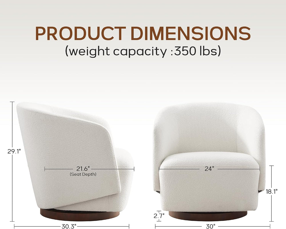 Zihanhome Boucle Swivel Accent Chair, No Assembly Upholstered Armchair