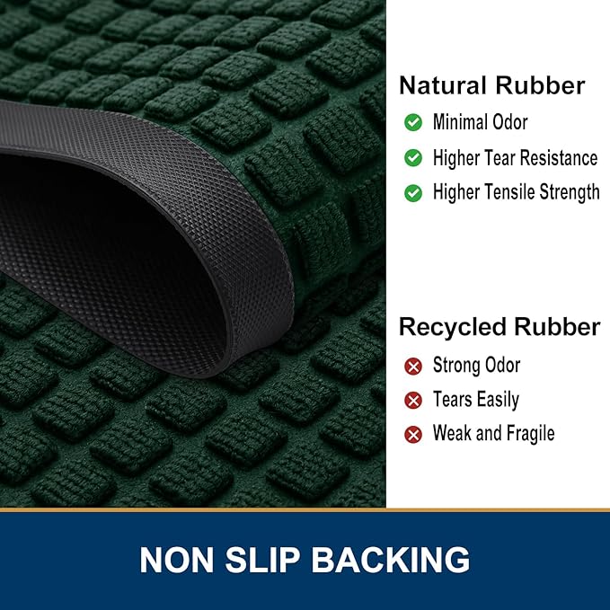 Smiry Front Door Mat Outside Entrance, Heavy Duty Natural Rubber Doormat - Image 4