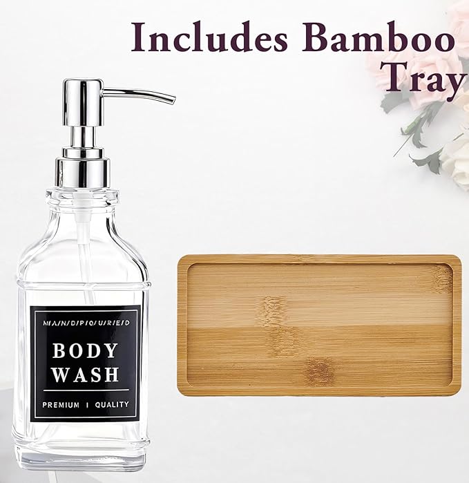 Glass Soap Dispenser with Pump, Countertop Soap and Lotion Dispenser Set of 2 - Image 5