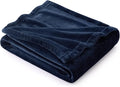 Bedsure GentleSoft Fleece Blanket Twin Size Navy Blue by BEDSURE