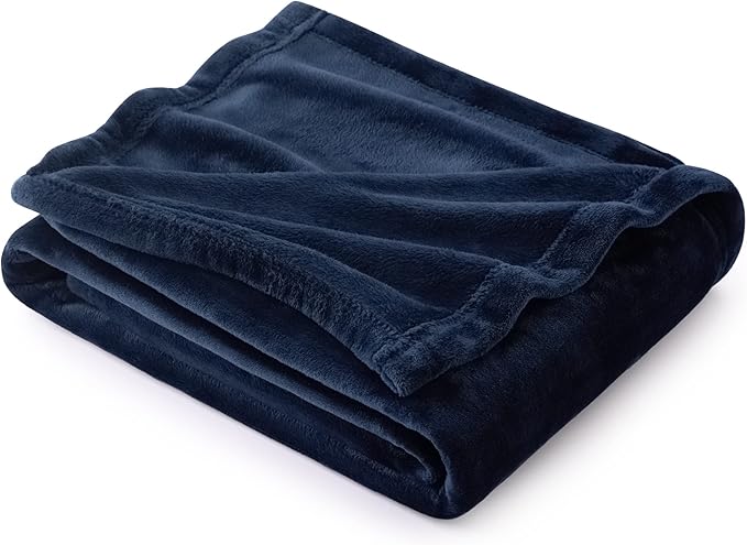 Bedsure GentleSoft Fleece Blanket Twin Size Navy Blue by BEDSURE