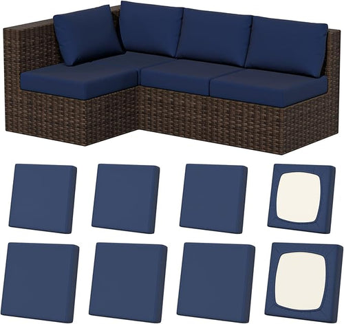 8Pcs Stretch Patio Cushion Covers, Outdoor Couch & Sofa Replacement Slipcovers by VORSHAPE