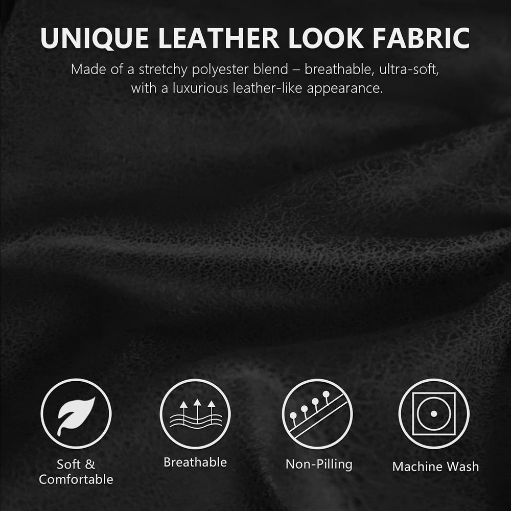 ANARACHON Leather Look Wingback Chair Covers, 2-Piece Wing Chair slipcover, S...