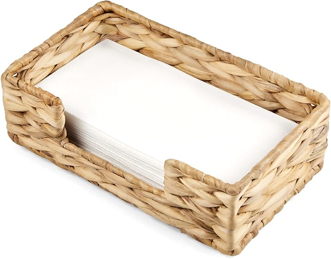 Napkin Holder for Bathroom, Woven Wicker Water Hyacinth Guest Towel Holder Tray by Unknown
