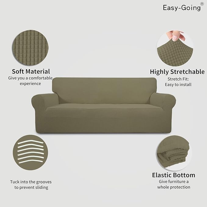 Easy-Going Stretch 4 Seater Sofa Slipcover 1-Piece Sofa Cover Furniture - Image 3