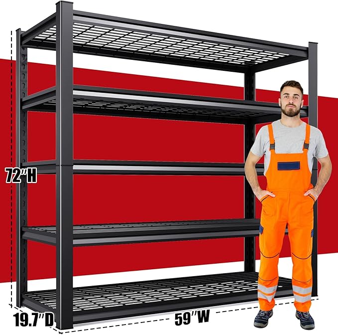 Set of 4 Garage Shelving-3500 lbs 5 Tier Storage Shelves, Adjustable Heavy Duty - Image 3