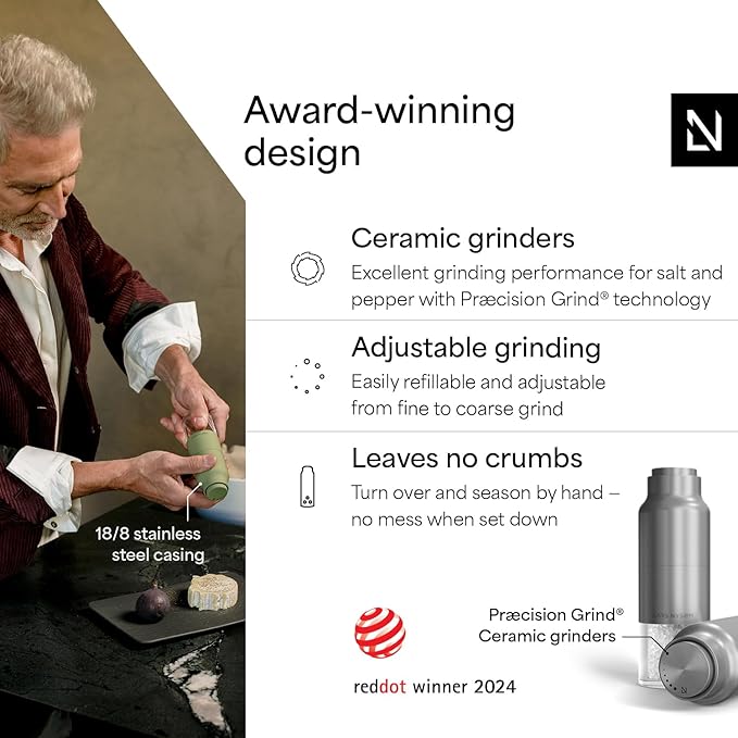 LARS NYSØM Salt and Pepper Grinder Set, Stainless Steel Manual Salt and Pepper - Image 2