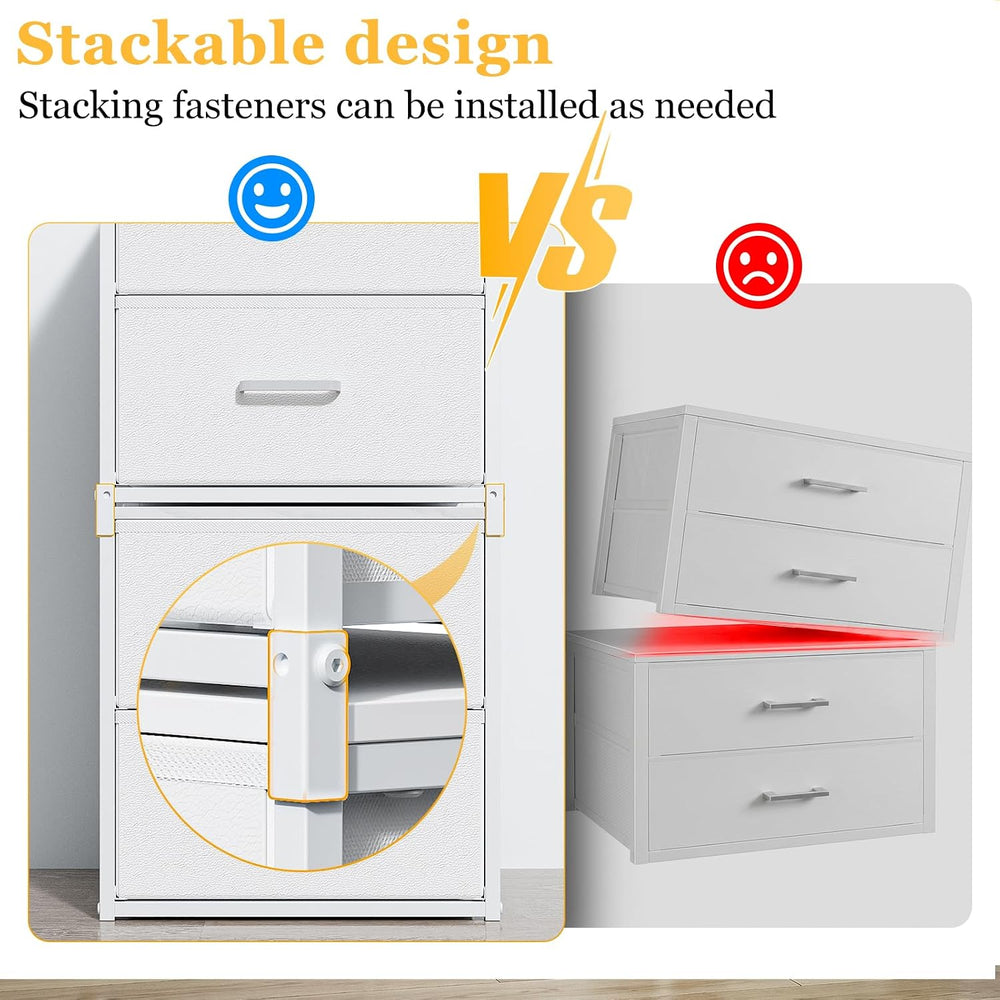 2 Pack Stackable Storage Drawers, Closet Drawers, White