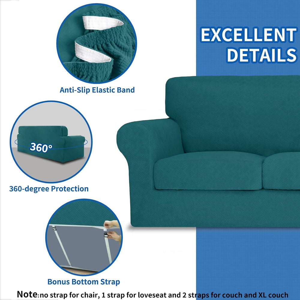 MAXIJIN 3 Piece Couch Covers for 2 Cushion Couch loveseat Cover, Stretch Love...