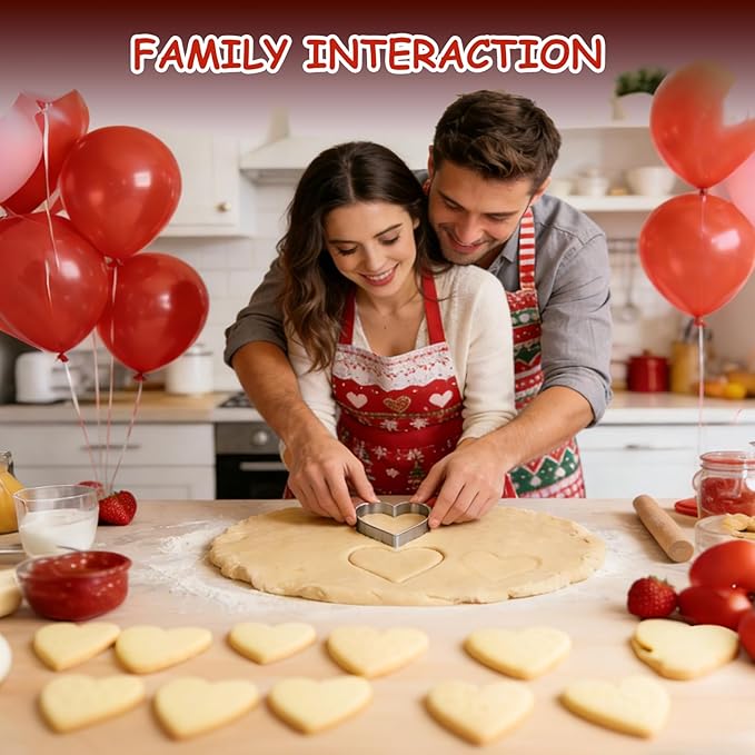 Love Heart Cookie Cutter Set Pack of 5 Valentines Day Heart Biscuit Cutter - Image 9