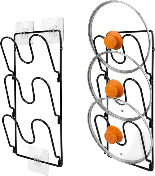 2 Pack Pot Lid Organizer Rack for Cabinet Door/Wall, 6-Tier Pot Lid Holders by FVELLIX