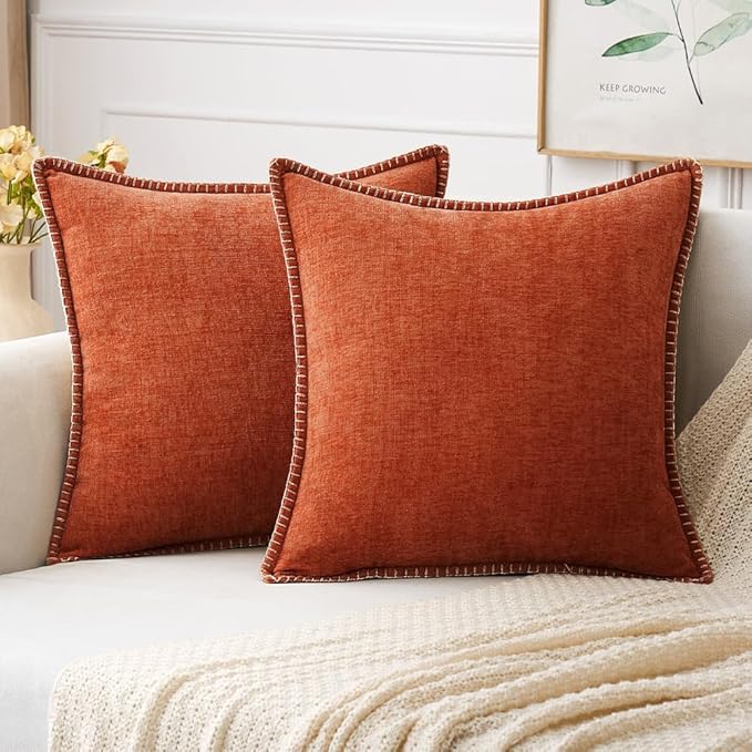 MIULEE Pack of 2 Couch Throw Pillow Covers 20x20 Inch Rust Farmhouse Decorative by MIULEE