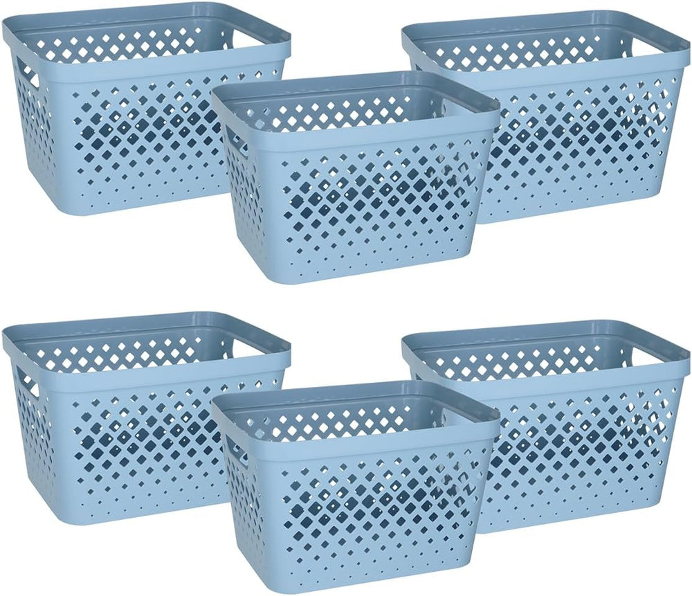 Glad Plastic Storage Basket Set, Value Pack of 6 | Open Storage Bins for Shel...