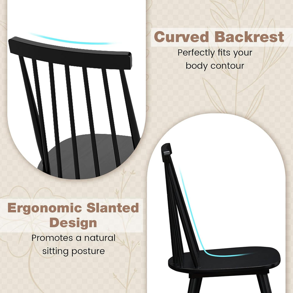 GOFLAME Windsor Dining Chairs Set of 2, Farmhouse Kitchen Chairs with Rubber ...