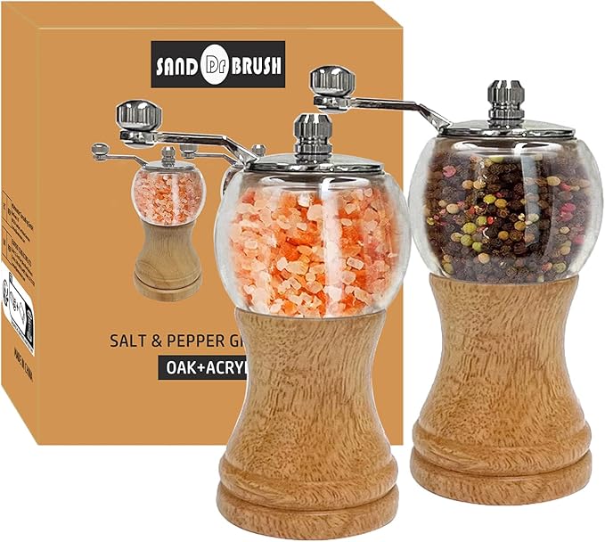 Salt and Pepper Grinder Set Manual Pepper Mill Salt Pepper Grinder Set 2pcs-5in by SANDDRBRUSHCoLtd