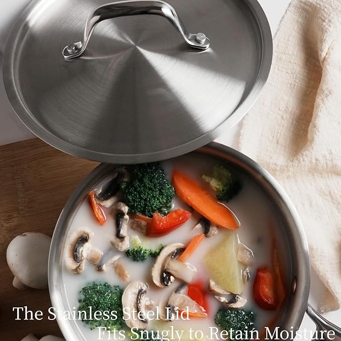3 QT Saucepan with Lid, 3-Ply Stainless Steel Saucepan, Induction Compatible - Image 6