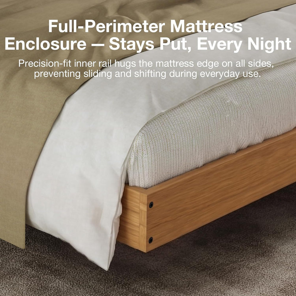 Novilla Floating Solid Wood Queen Bed Frame with Motion Sensor LED Light &amp...