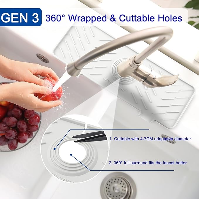 Silicone Faucet Mat for Kitchen Sink – Gen 3 10° Slope Splash Guard - Image 4