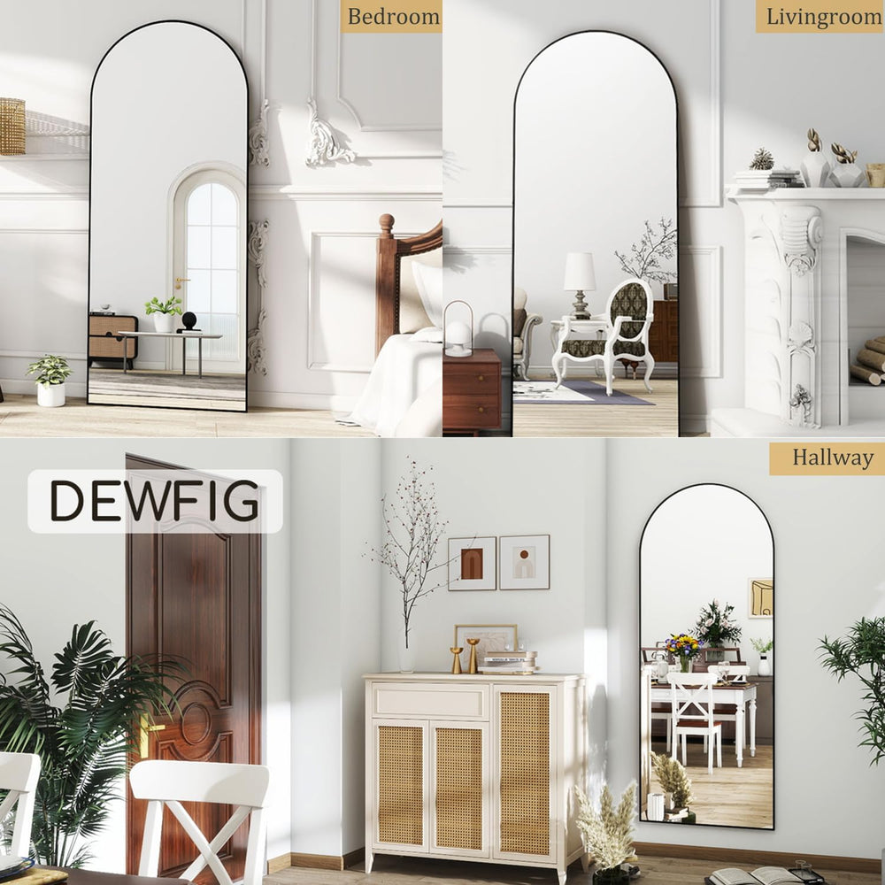 Full Length Mirror, 70"x26" Arched Full Body Mirror, Black