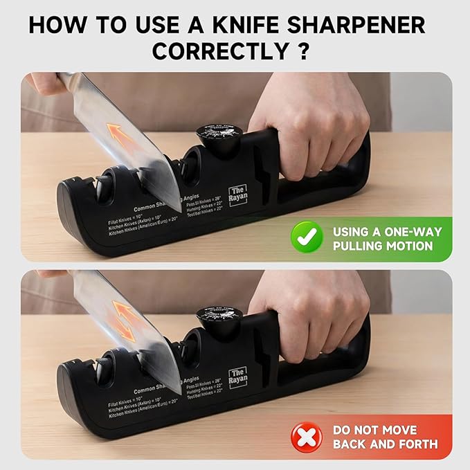 Knife Sharpener, 4-in-1 with Non-Slip Base and Adjustable Angle Guide, Steel - Image 3