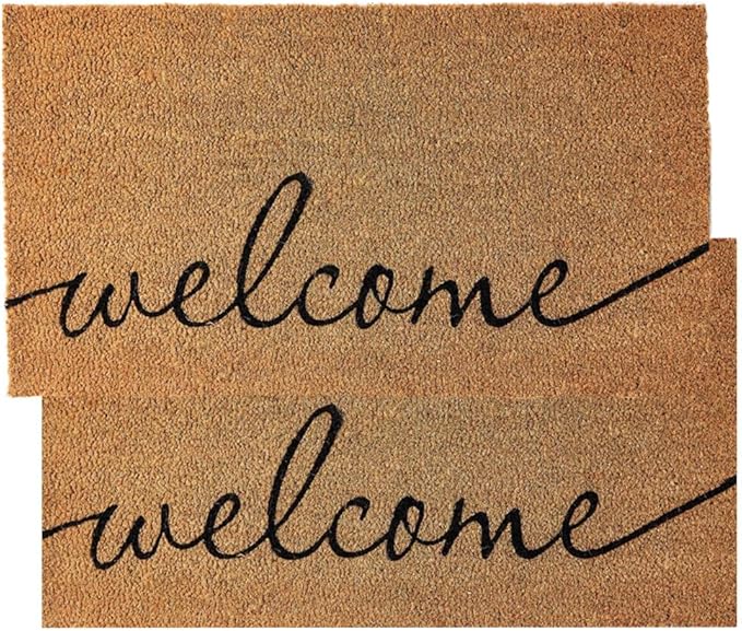 KANKUN Coco Coir Door Mat with Heavy Duty Backing, Welcome Doormat, Doormat by KANKUN